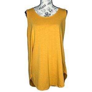Zenana Premium MEDIUM Mustard Round Scoop Neck Round Hem Tank